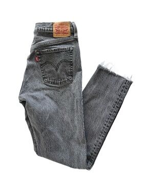 Levi's 501 Jeans High Rise Button Fly Faded Gray Frayed Hem Womens Size 28